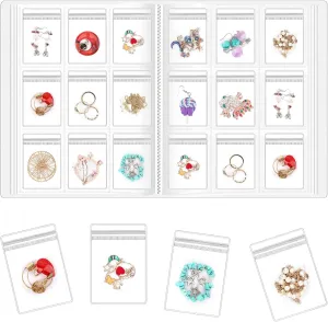 Designster Transparent Jewelry organizer book - Earring Organizer Storage Book Bag Anti-Oxidation, Jewelry Travel Organizer (288Slots 150pcsZipper Bags)
