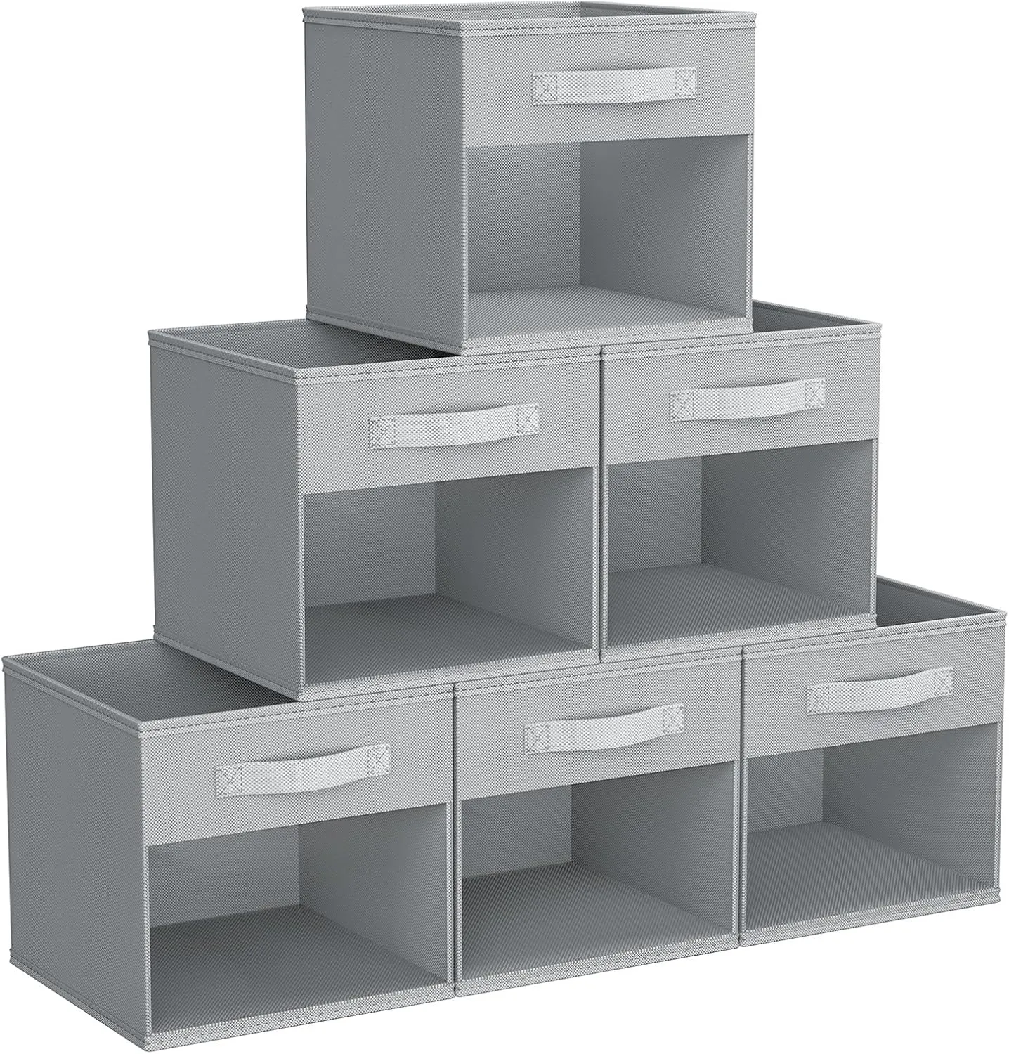 DIMJ Storage Cubes, 6 Pack Cube Storage Bin, Foldable Storage Cubes with Window, Closet Storage Bins with Handle, 11 x 11 inch Storage Cubes for Clothes, Toys, Books (Grey)