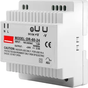 DIN Rail Switching Power Supply DR-15W 30W 45W 60W Single Output 5V 12V 24V AC DC Converter Power Switch Input 110/240VAC (Size : 24V, Color : 45W)