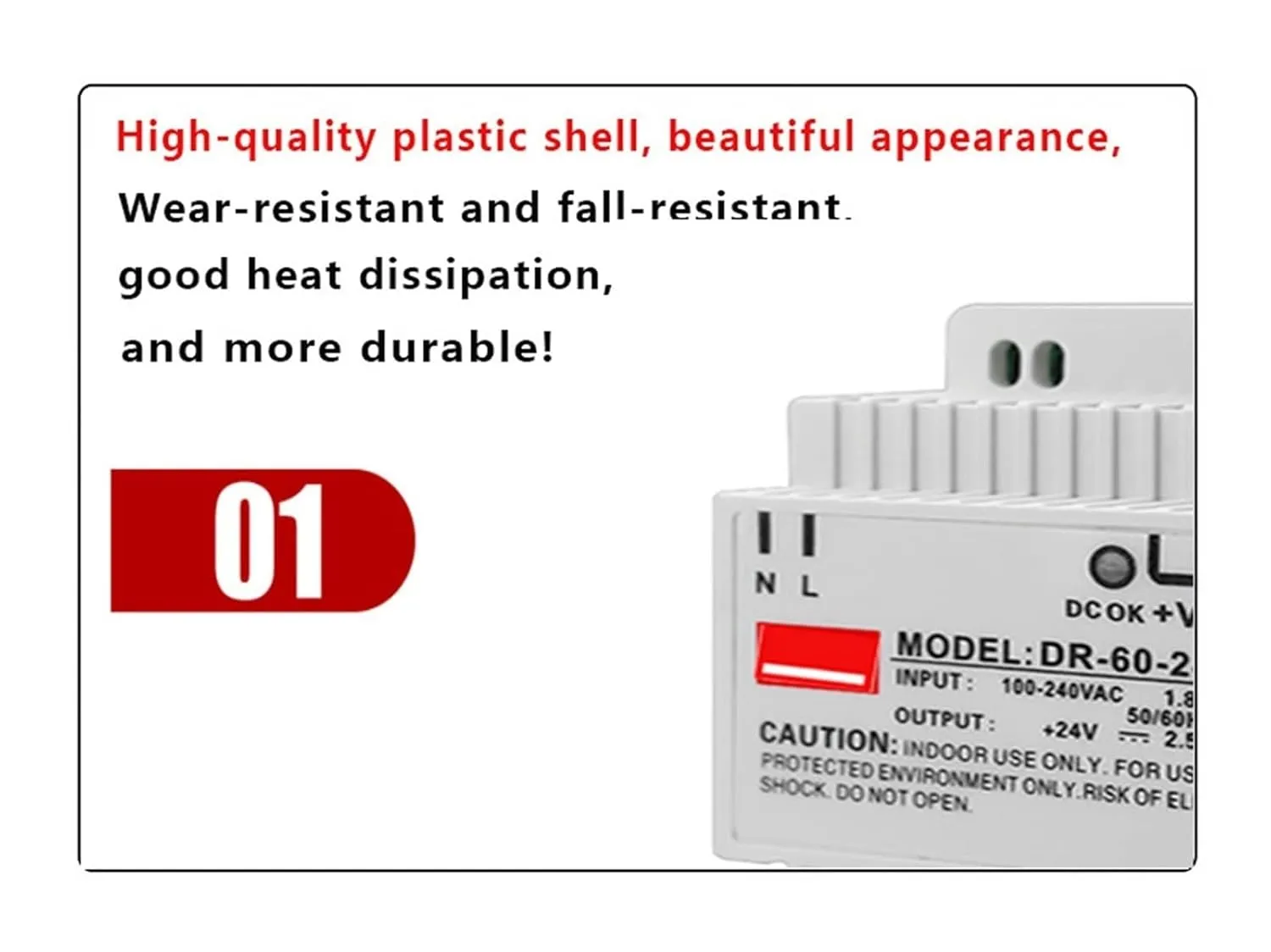DIN Rail Switching Power Supply DR-15W 30W 45W 60W Single Output 5V 12V 24V AC DC Converter Power Switch Input 110/240VAC(12V,15W)