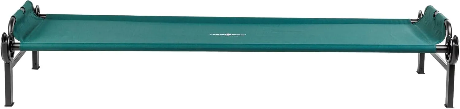 Disc-O-Bed Large Outdoor Modular 1 Person Single Camping Cot Portable Bed with 2 Height Options for Adults, Sleep Solution for Tents, Green