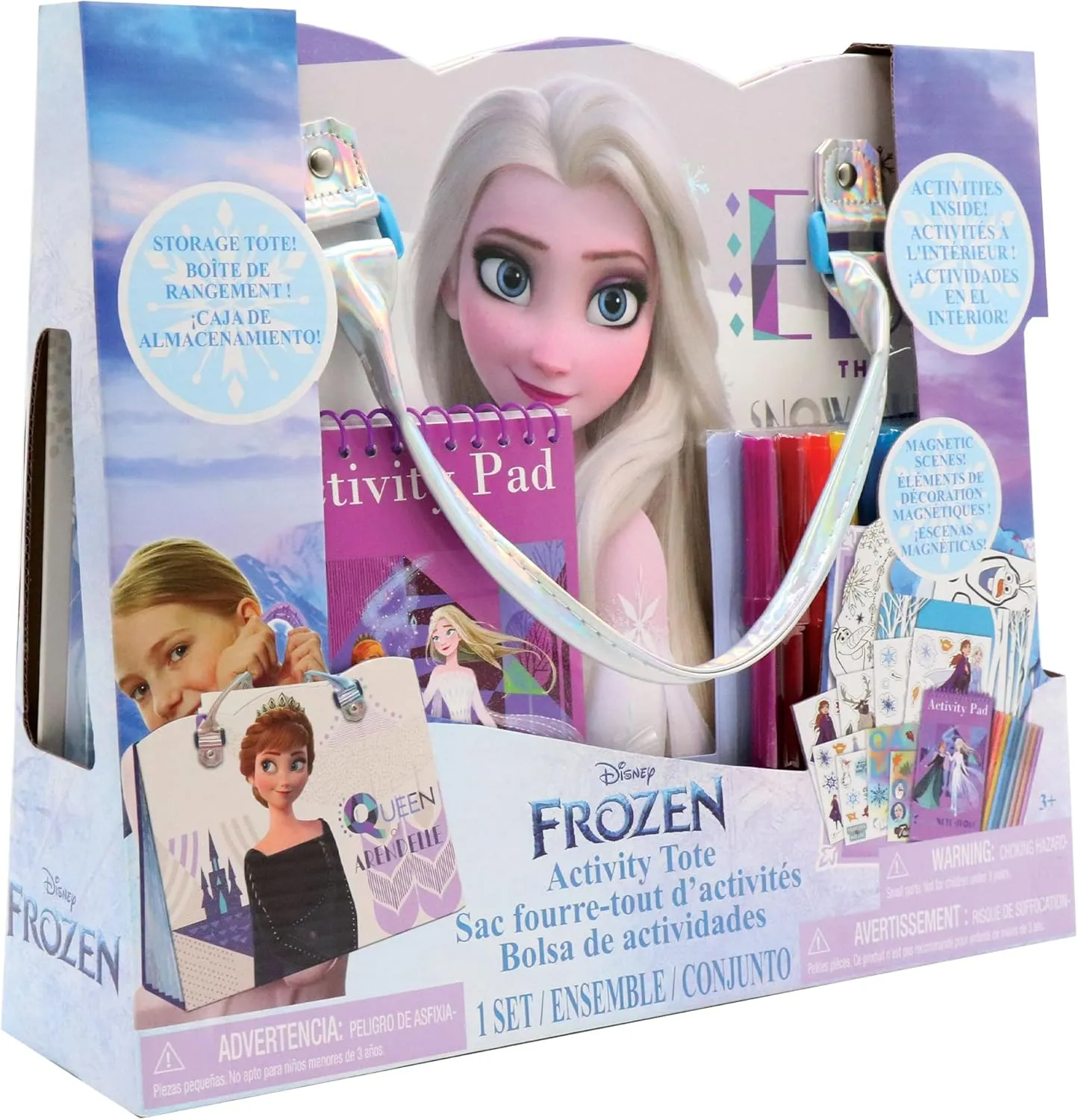 Disney Frozen Activity Tote – Ultimate Princess Adventure Bag with Coloring Books, Stickers, Crayons & Games – Travel-Friendly Art Set for Girls Ages 3  – Great Gift for Creative Play