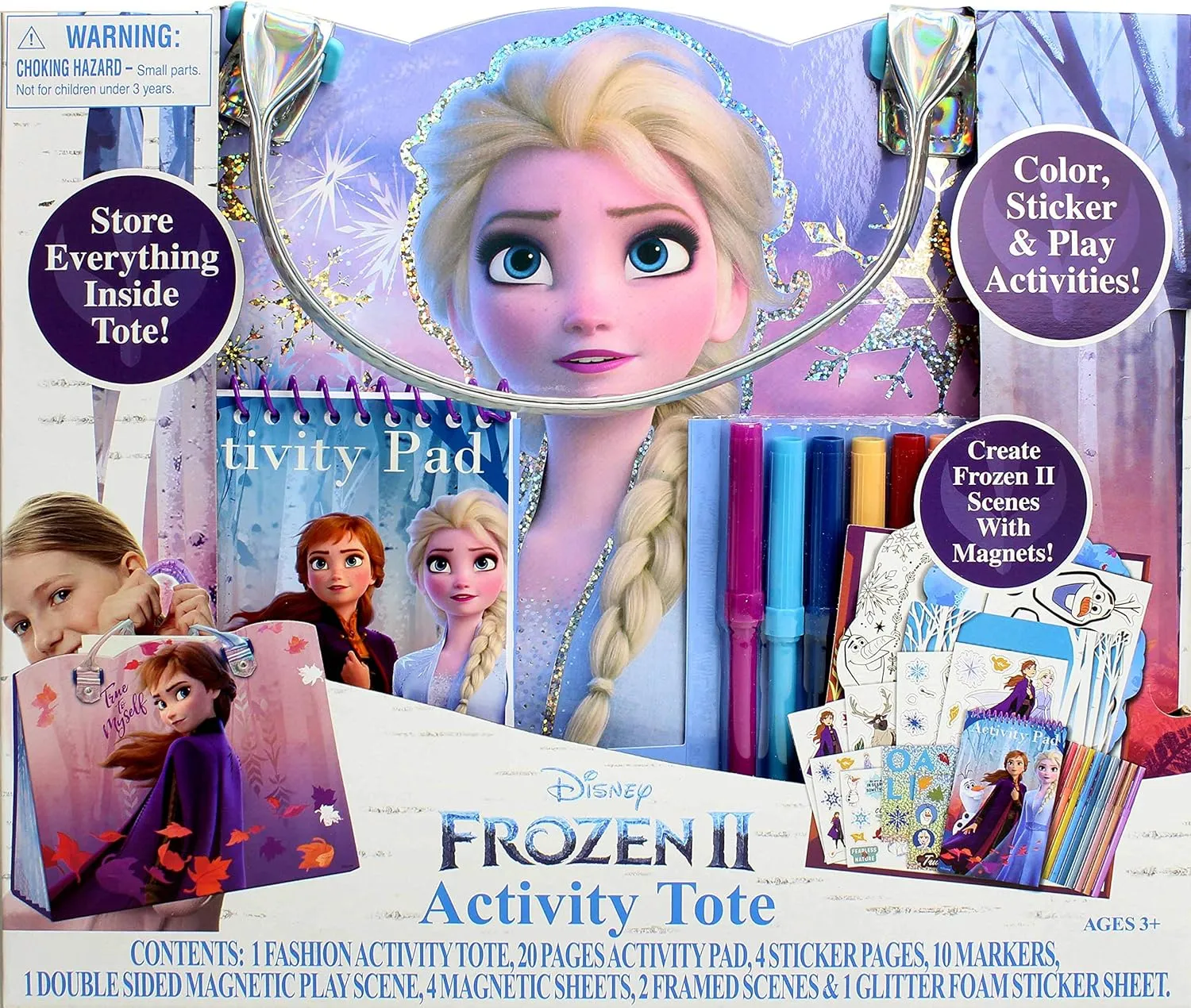 Disney Frozen Activity Tote – Ultimate Princess Adventure Bag with Coloring Books, Stickers, Crayons & Games – Travel-Friendly Art Set for Girls Ages 3  – Great Gift for Creative Play