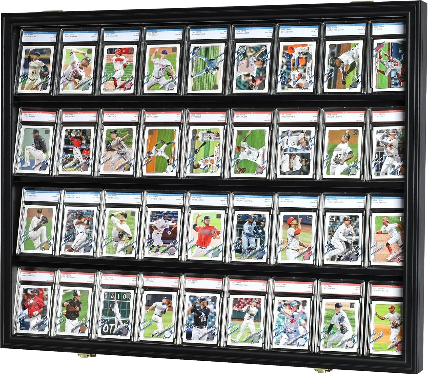 DisplayGifts Pro UV 36 Graded Sports Card Display Case for Football Baseball Basketball Hockey Comic Trading Cards Horizontal (Black Finish)