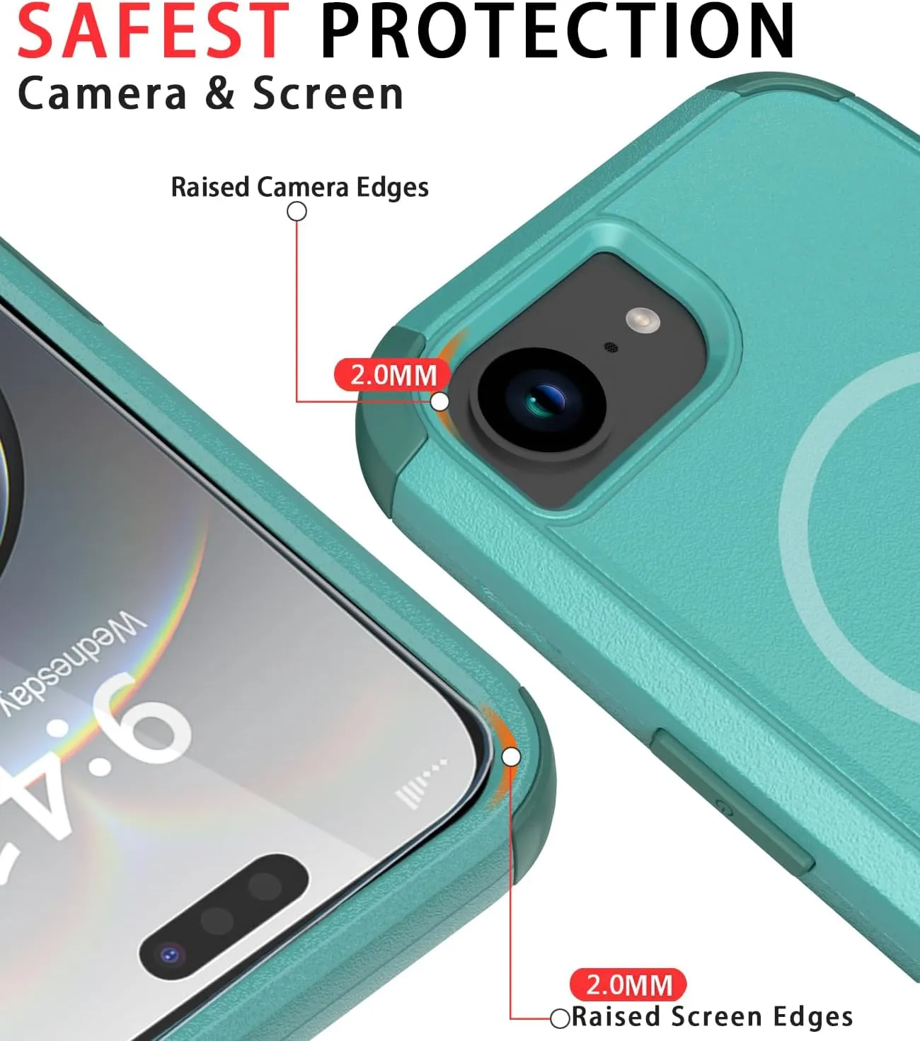 Diverbox for iPhone 16e Case [Compatible with MagSafe] [Shockproof] [Dropproof] [with Screen Protector ] Heavy Duty Protection Phone Case Cover for Apple iPhone 16e 2025 6.1 inch (Teal)