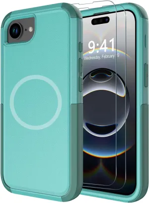Diverbox for iPhone 16e Case [Compatible with MagSafe] [Shockproof] [Dropproof] [with Screen Protector ] Heavy Duty Protection Phone Case Cover for Apple iPhone 16e 2025 6.1 inch (Teal)