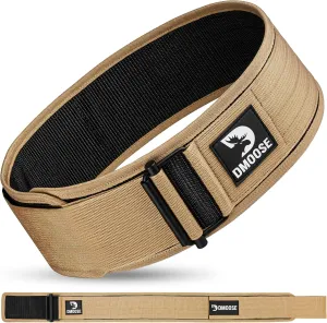 DMoose Weight Lifting Belt - Auto Locking Gym Belt for Olympic Training, WOD, Cross Training for Men and Women - 4" Nylon Workout belt with Adjustable Buckle - Provides Lumbar Support and Stability