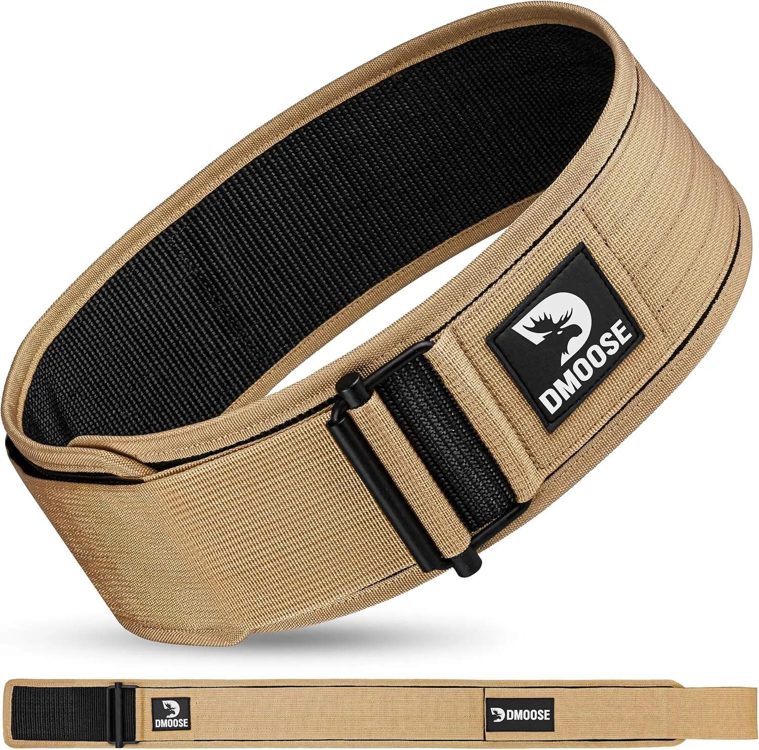 DMoose Weight Lifting Belt - Auto Locking Gym Belt for Olympic Training, WOD, Cross Training for Men and Women - 4" Nylon Workout belt with Adjustable Buckle - Provides Lumbar Support and Stability