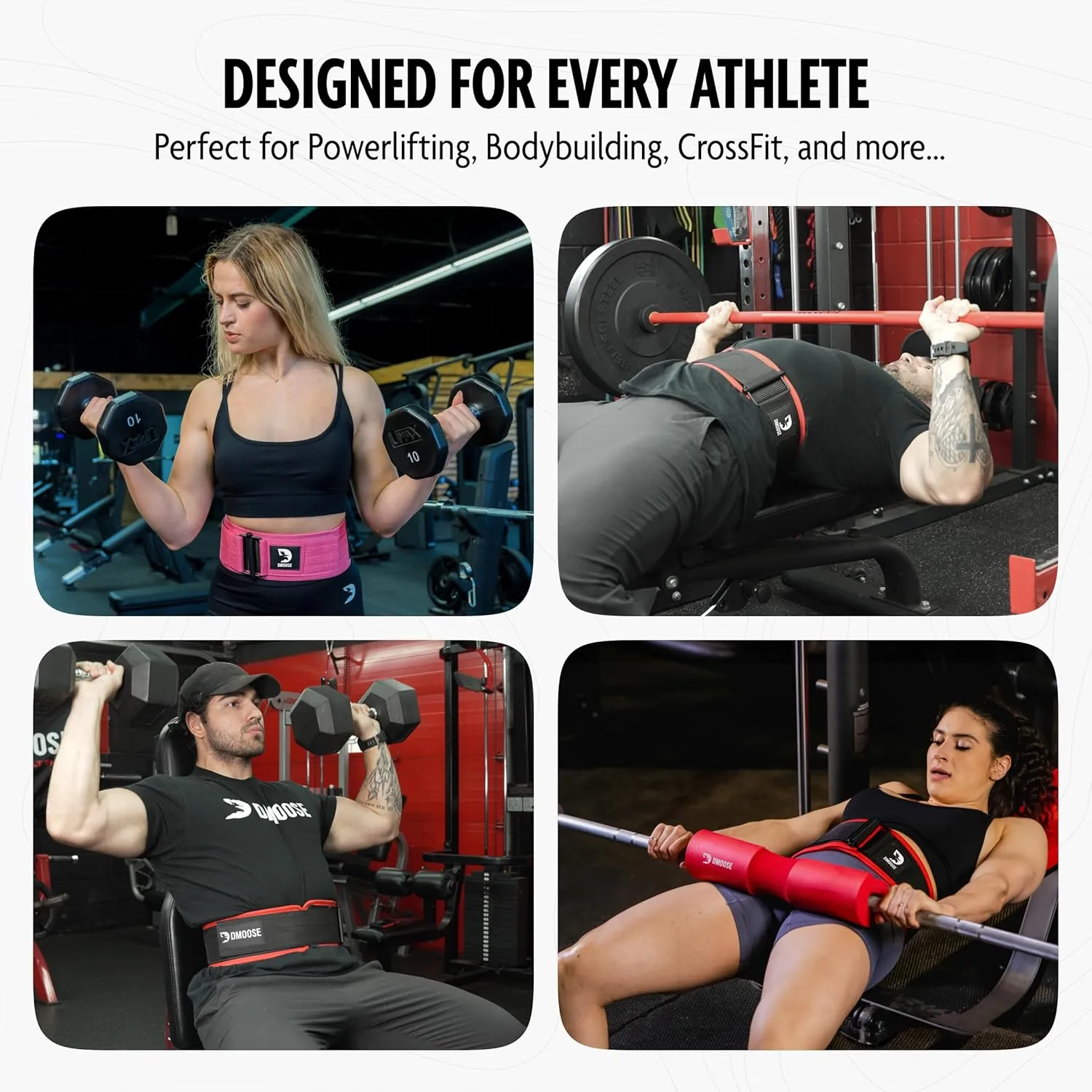 DMoose Weight Lifting Belt - Auto Locking Gym Belt for Olympic Training, WOD, Cross Training for Men and Women - 4" Nylon Workout belt with Adjustable Buckle - Provides Lumbar Support and Stability