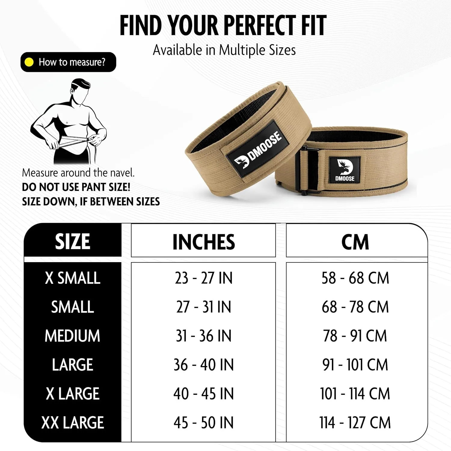 DMoose Weight Lifting Belt - Auto Locking Gym Belt for Olympic Training, WOD, Cross Training for Men and Women - 4" Nylon Workout belt with Adjustable Buckle - Provides Lumbar Support and Stability