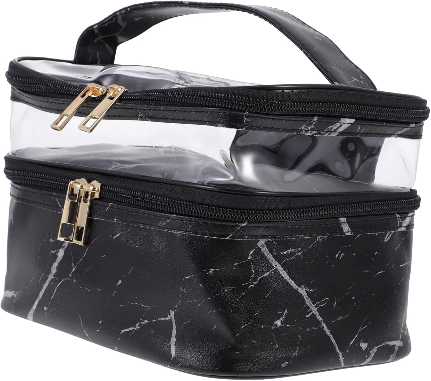 DOITOOL 1pc Wash Bag Cosmetic Bag Canvas Tote Full Sized Container Double Layers Storage Bag Beauty Bag Miss, Black, 21x18cm
