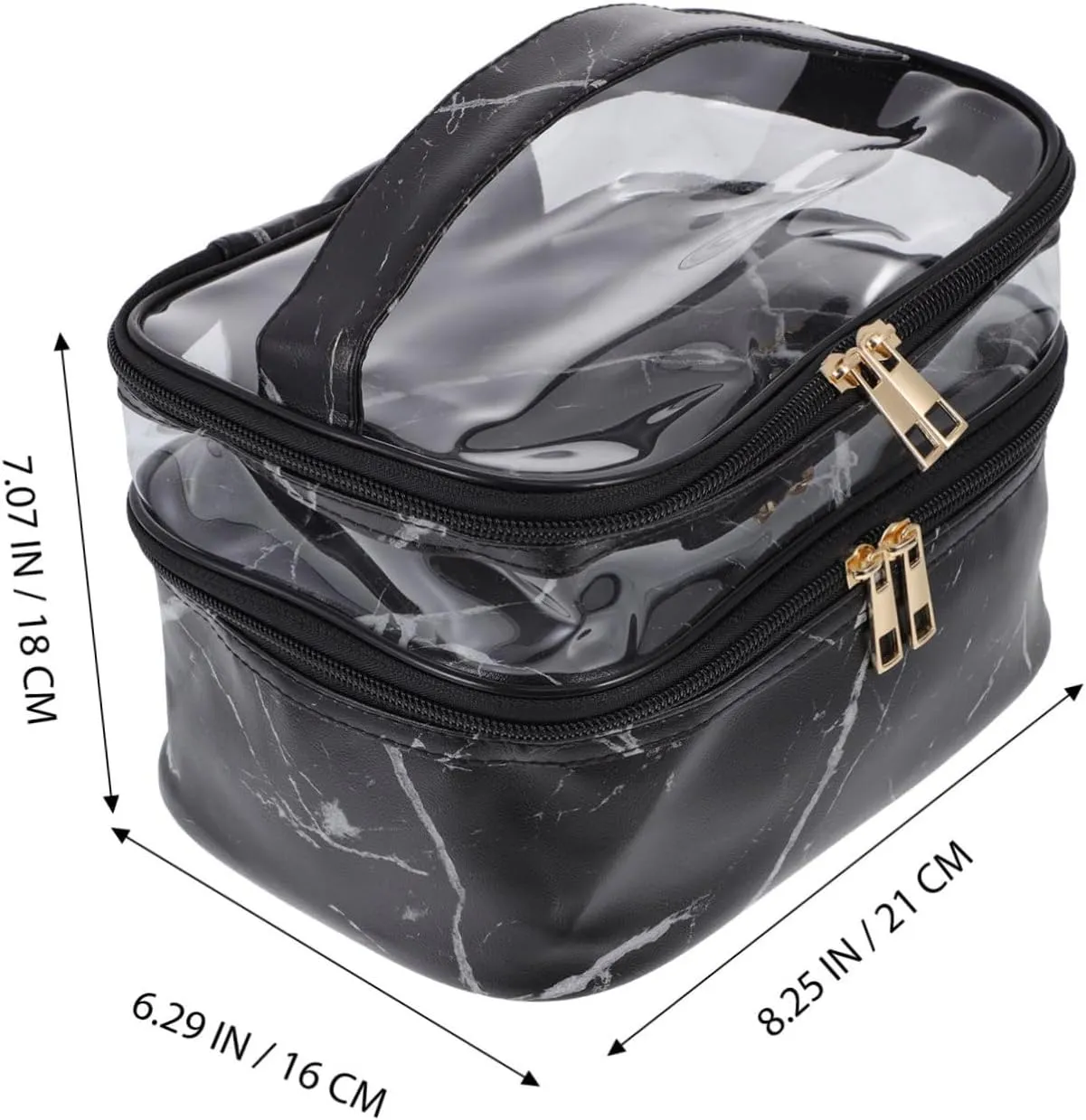 DOITOOL 1pc Wash Bag Cosmetic Bag Canvas Tote Full Sized Container Double Layers Storage Bag Beauty Bag Miss, Black, 21x18cm