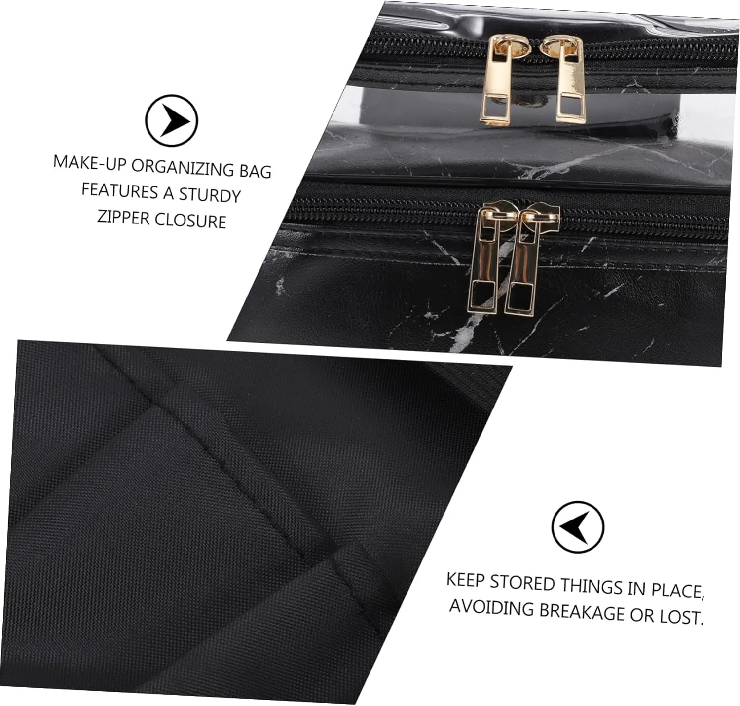 DOITOOL 1pc Wash Bag Cosmetic Bag Canvas Tote Full Sized Container Double Layers Storage Bag Beauty Bag Miss, Black, 21x18cm