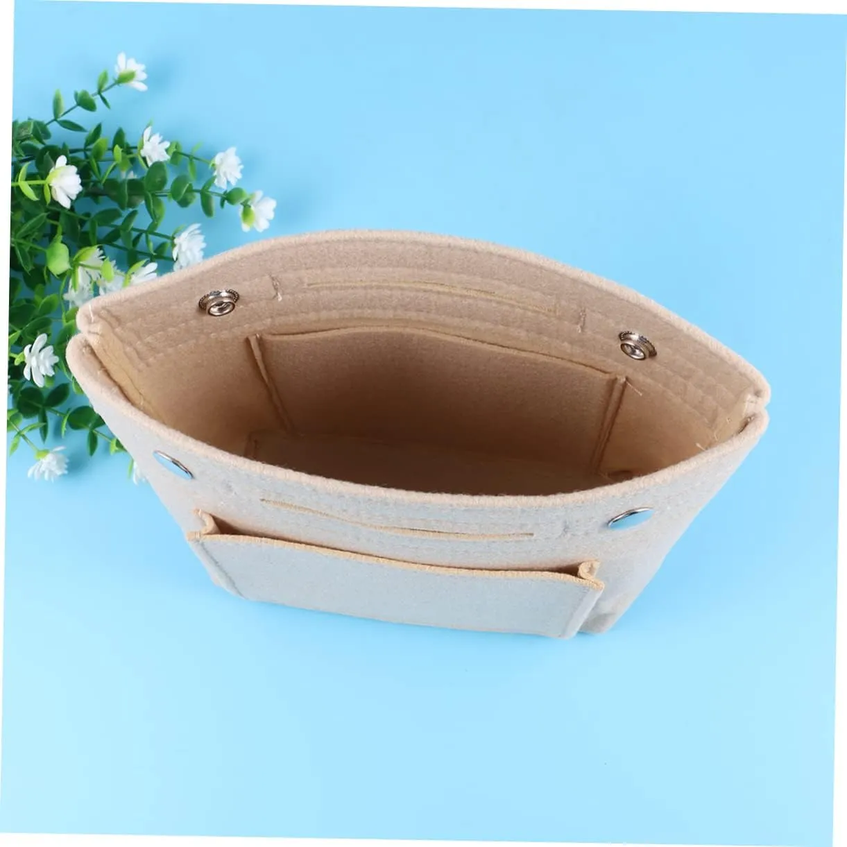 DOITOOL 3pcs Travel Makeup Bag Makeup Bags Makeup Storage Bag Cosmetic Bag Felt Cloth Multiple Pockets Miss, Beigex3pcs, mediumx3pcs