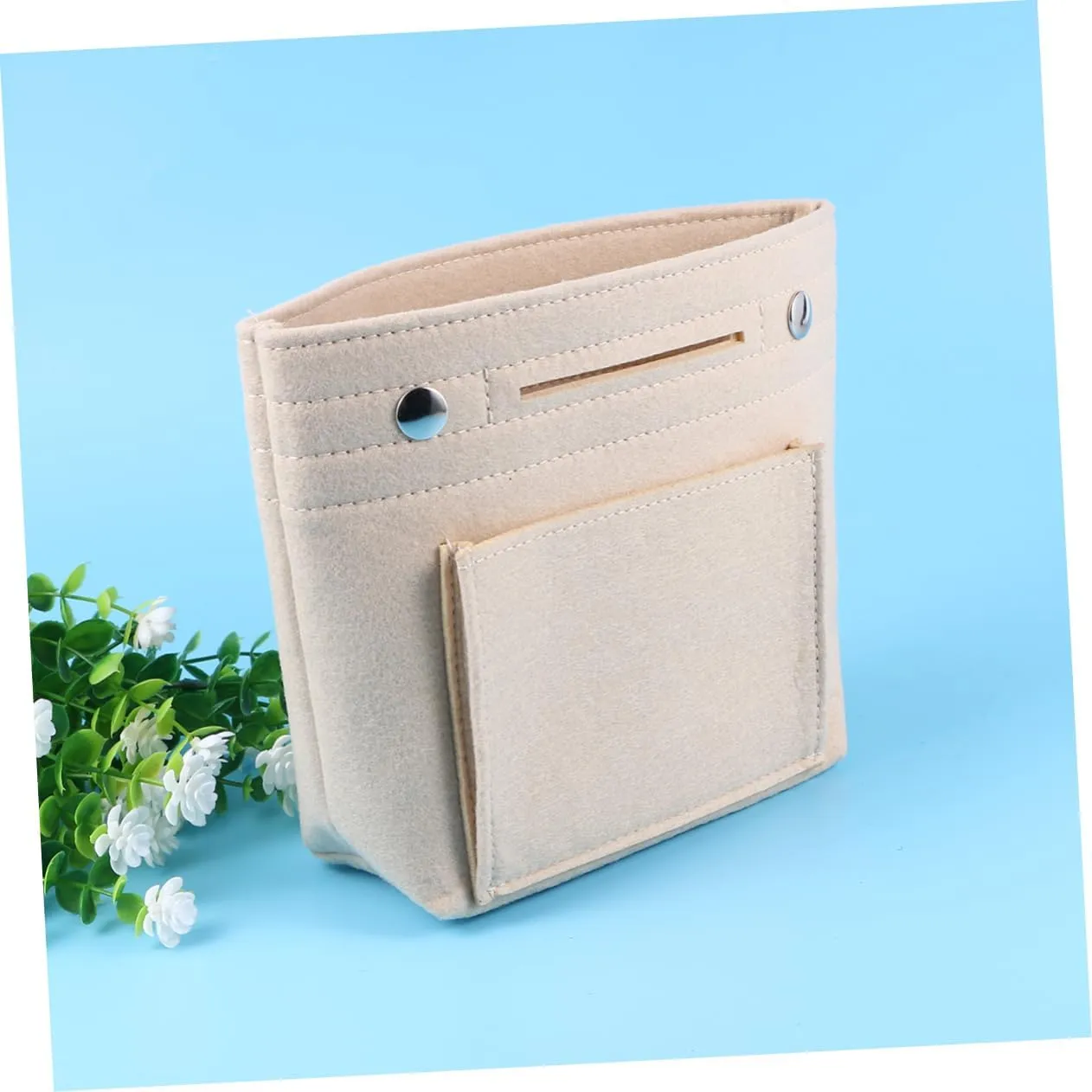 DOITOOL 3pcs Travel Makeup Bag Makeup Bags Makeup Storage Bag Cosmetic Bag Felt Cloth Multiple Pockets Miss, Beigex3pcs, mediumx3pcs