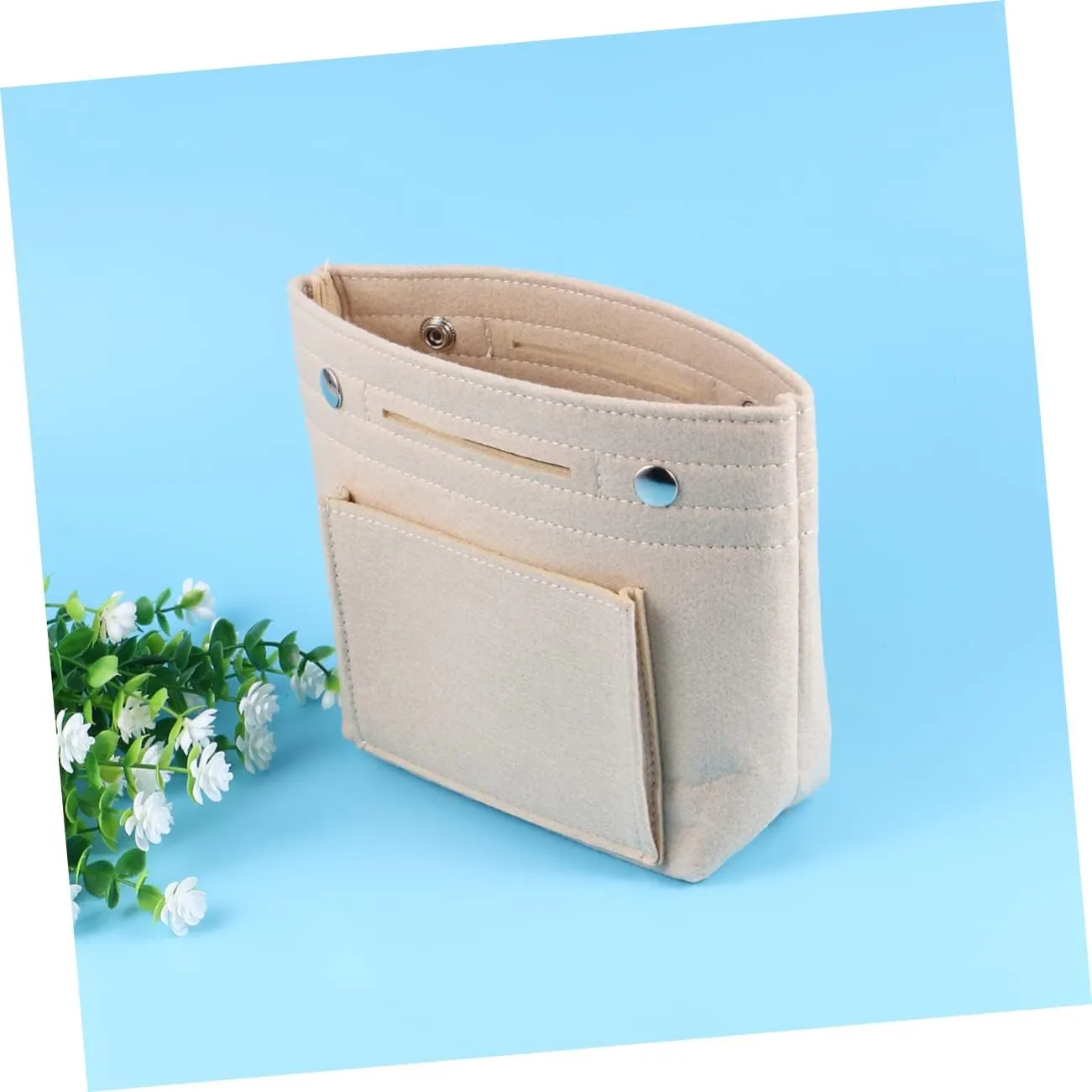 DOITOOL 3pcs Travel Makeup Bag Makeup Bags Makeup Storage Bag Cosmetic Bag Felt Cloth Multiple Pockets Miss, Beigex3pcs, mediumx3pcs