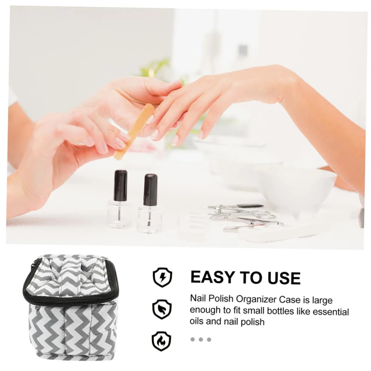DOITOOL Nail Organizer Case Set 15ml Nail Storage Bag 9 Compartment Holder Nail Organizer Easy Access