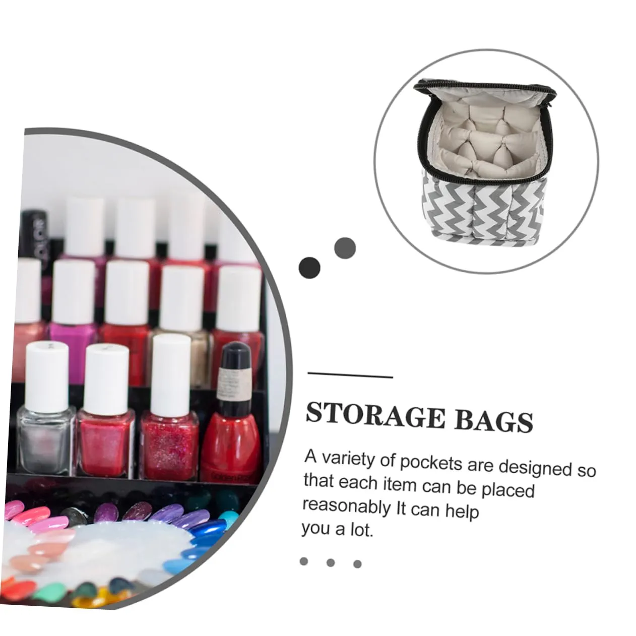 DOITOOL Nail Organizer Case Set 15ml Nail Storage Bag 9 Compartment Holder Nail Organizer Easy Access