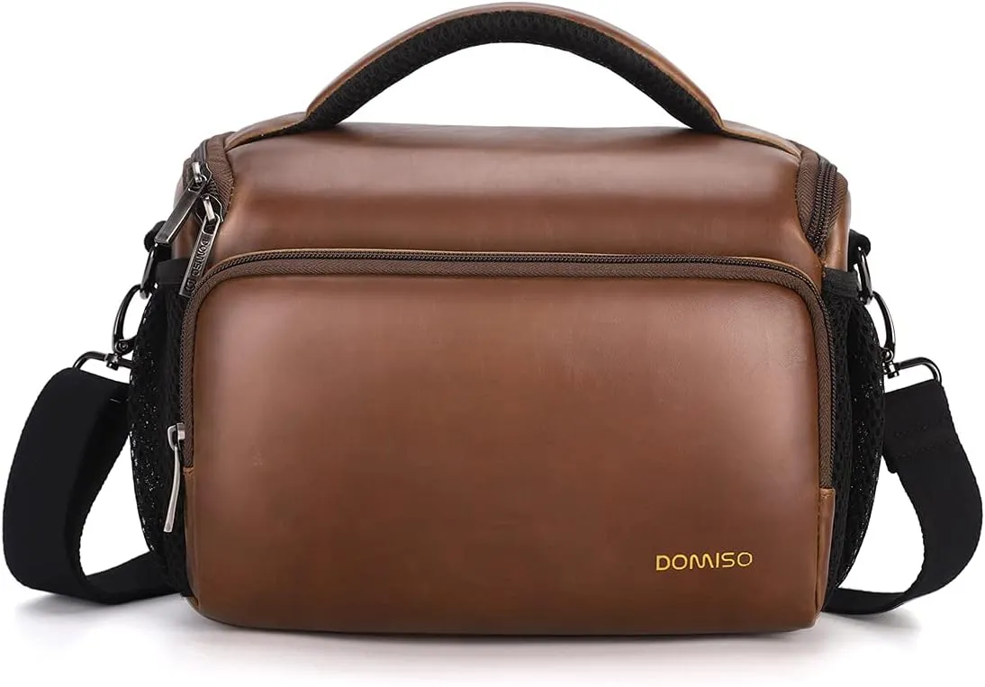 DOMISO Camera Bag Case Waterproof Anti-shock Shoulder Bag, Dark Brown