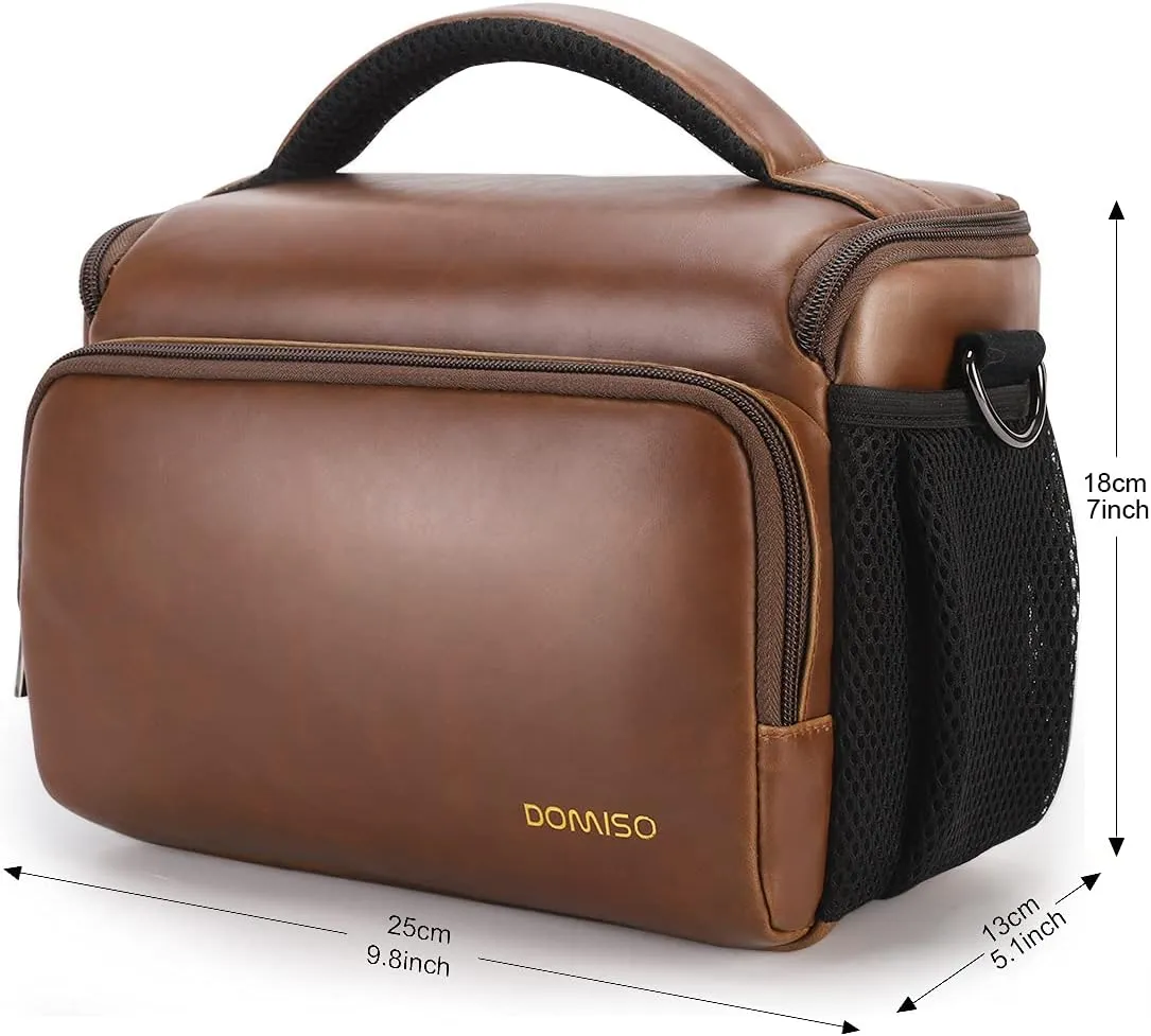 DOMISO Camera Bag Case Waterproof Anti-shock Shoulder Bag, Dark Brown