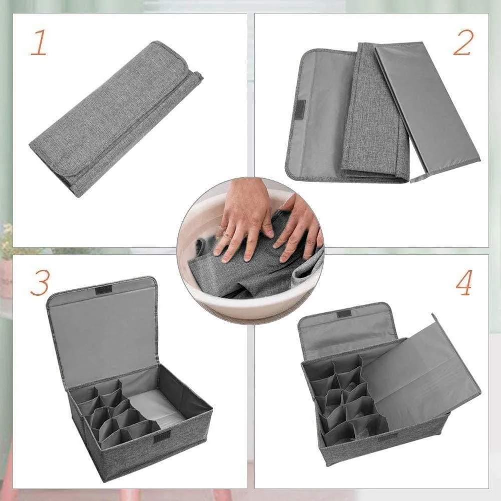 DOUBLE R BAGS Collapsible Drawer Organizer with Lid  (Grey, 16 11)