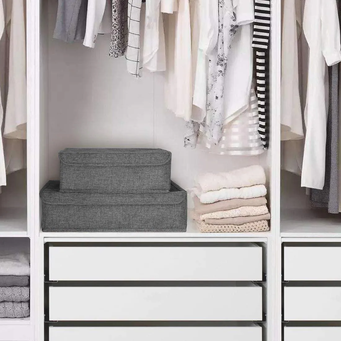 DOUBLE R BAGS Collapsible Drawer Organizer with Lid  (Grey, 16 11)
