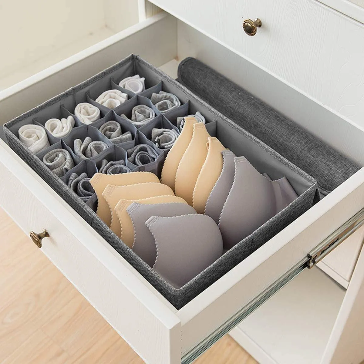 DOUBLE R BAGS Collapsible Drawer Organizer with Lid  (Grey, 16 11)