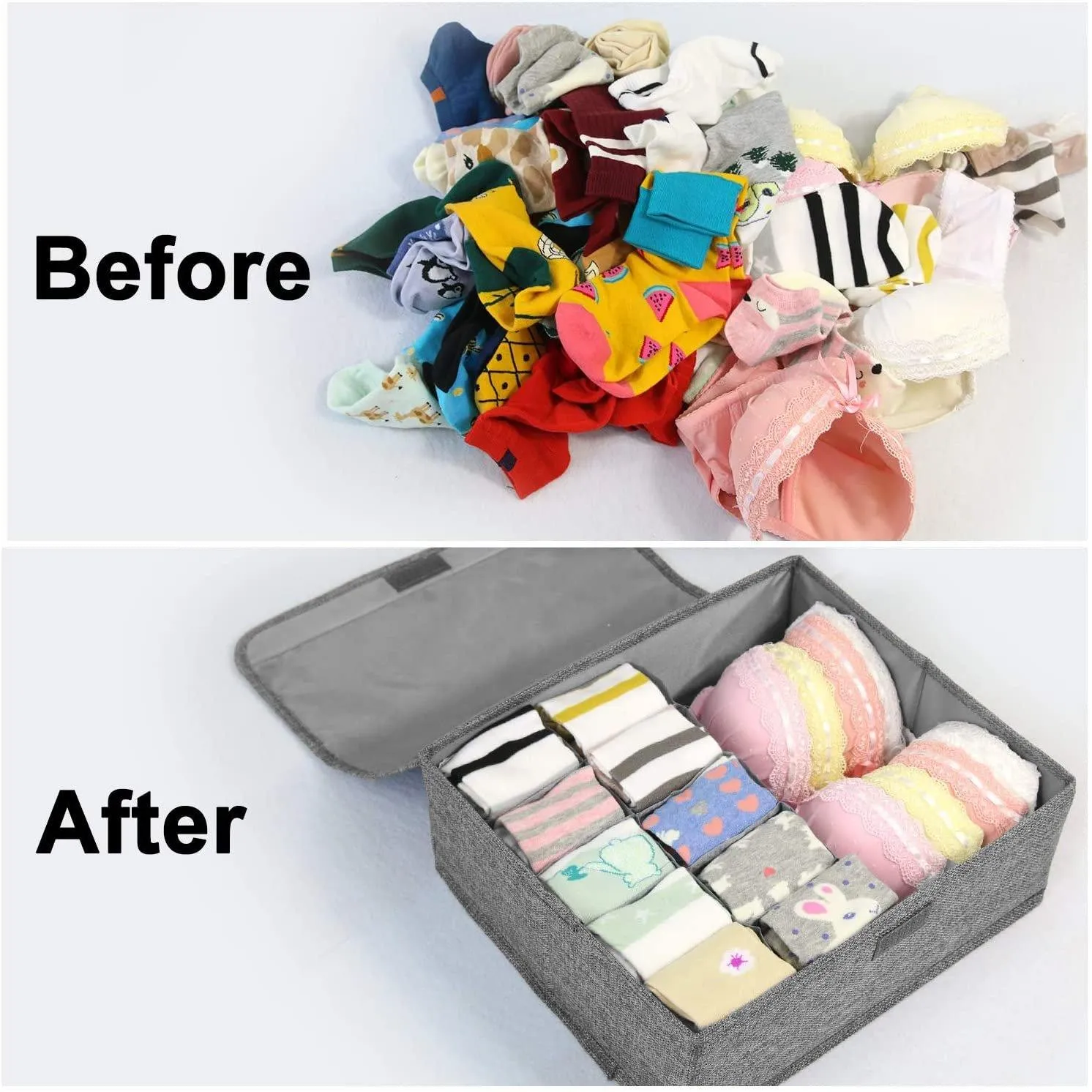 DOUBLE R BAGS Collapsible Drawer Organizer with Lid  (Grey, 16 11)