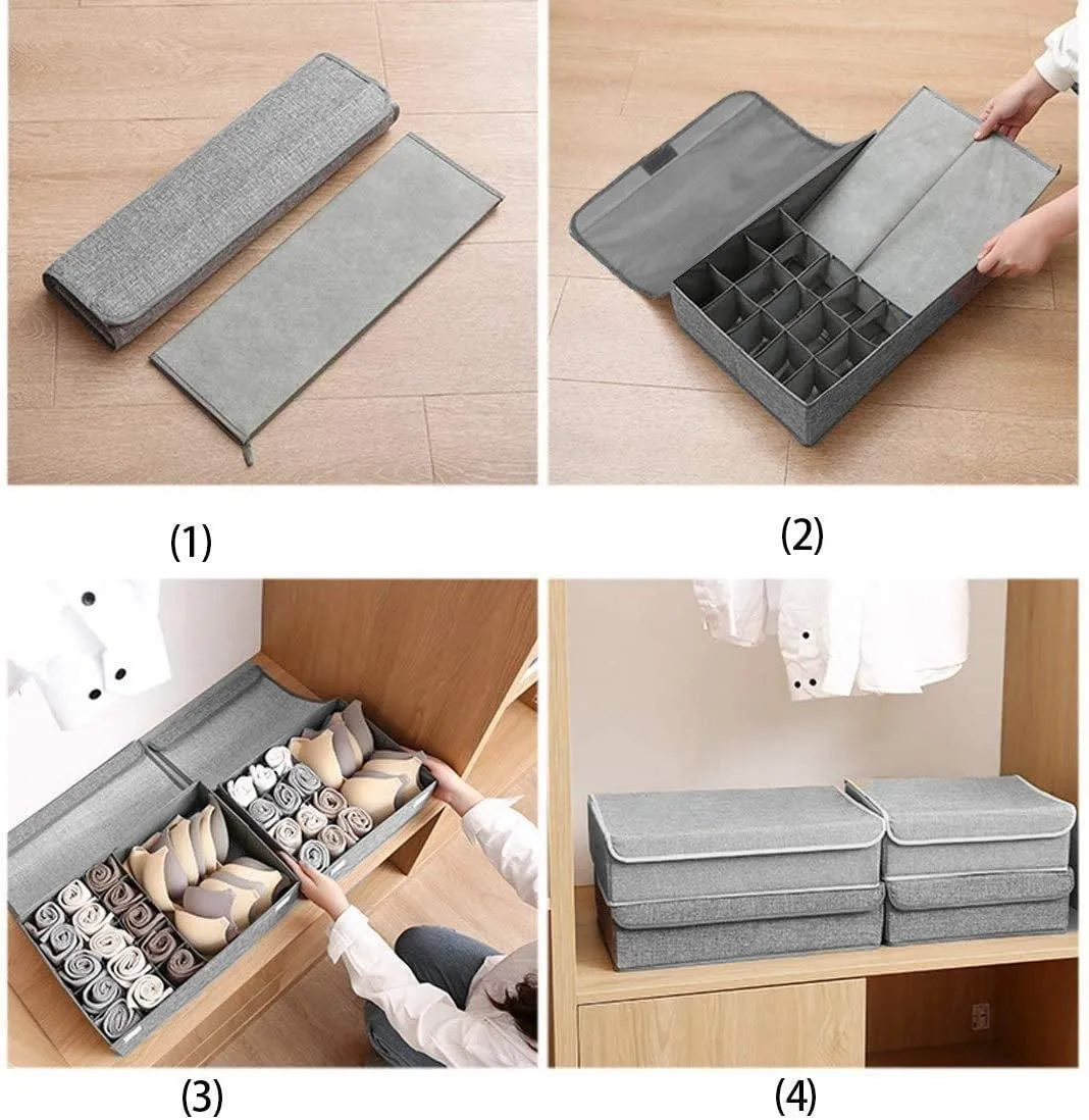 DOUBLE R BAGS Collapsible Drawer Organizer with Lid  (Grey, 16 11)