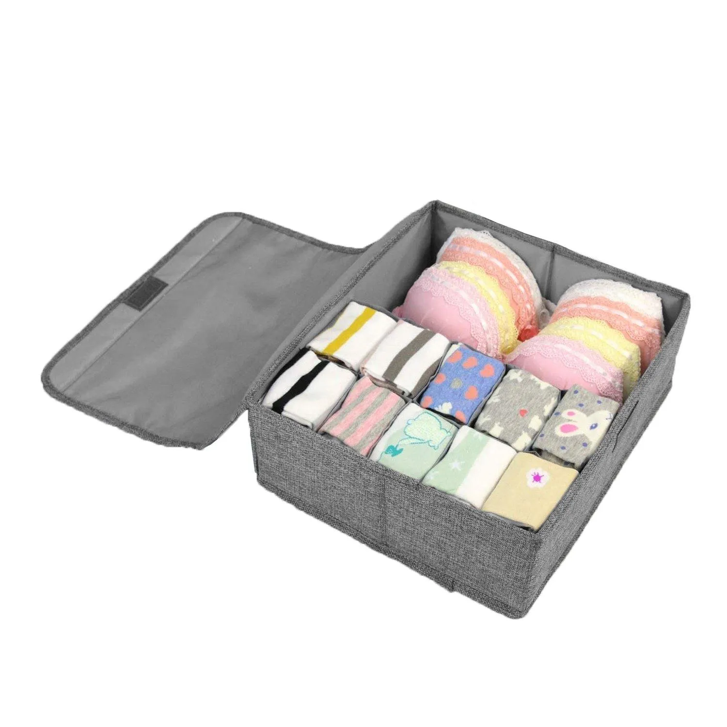DOUBLE R BAGS Collapsible Drawer Organizer with Lid  (Grey, 16 11)
