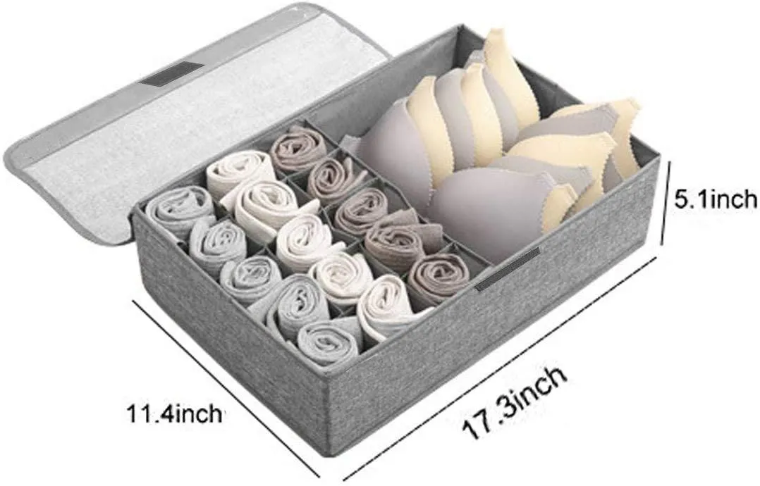 DOUBLE R BAGS Collapsible Drawer Organizer with Lid  (Grey, 16 11)