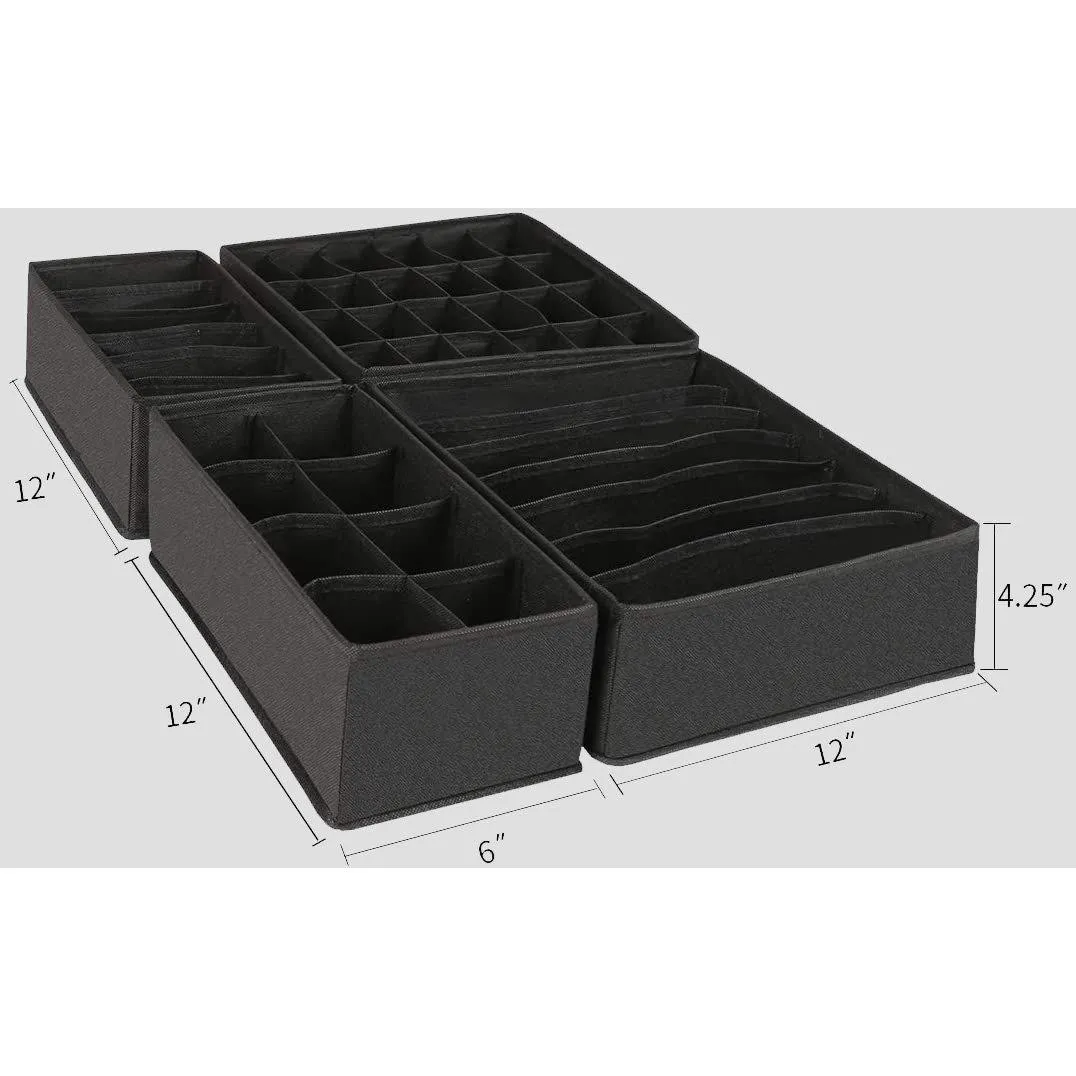 Double R Bags Dresser Drawer Underwear Organizer Black Pack Of 4