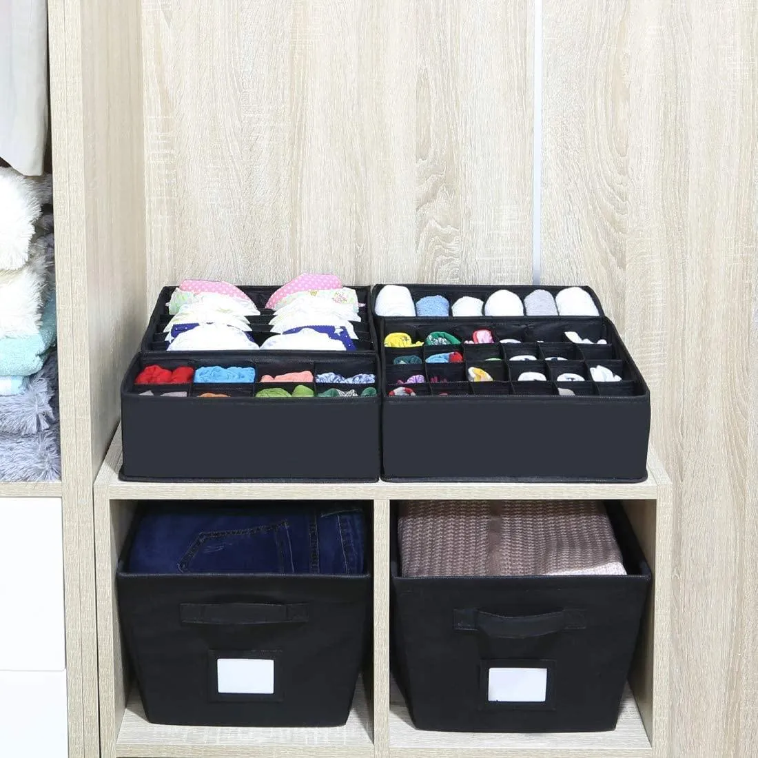 Double R Bags Dresser Drawer Underwear Organizer Black Pack Of 4
