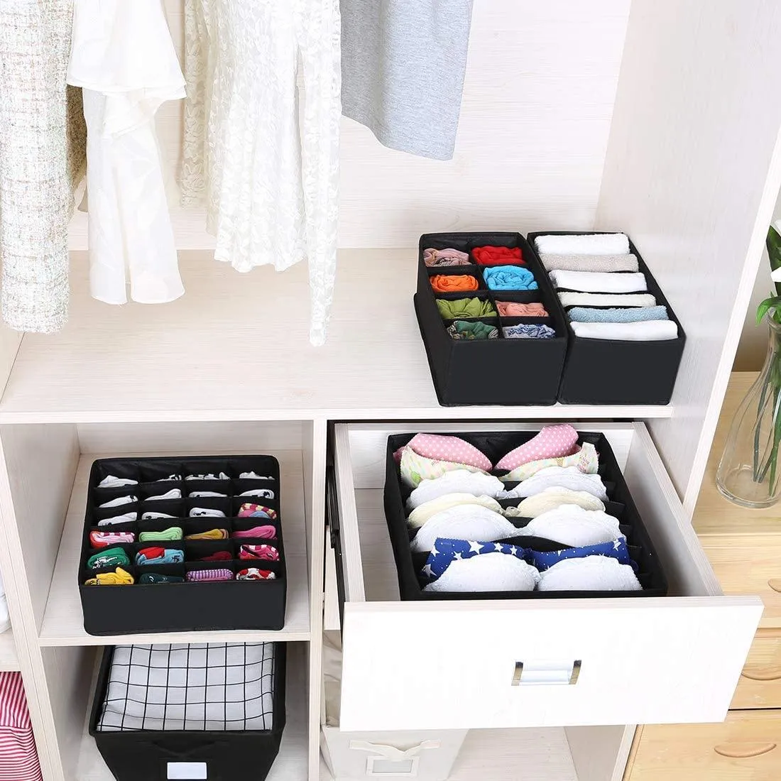 Double R Bags Dresser Drawer Underwear Organizer Black Pack Of 4