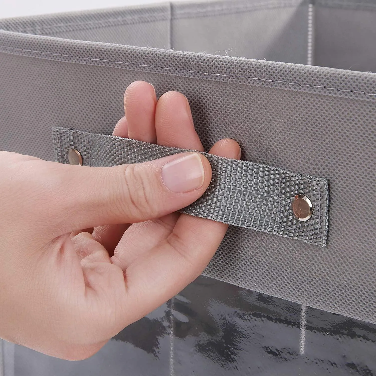 DOUBLE R BAGS Storage Cube Bins Clear Window for kids toys Office Closet Shelf (Grey)