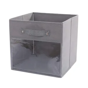 DOUBLE R BAGS Storage Cube Bins Clear Window for kids toys Office Closet Shelf (Grey)