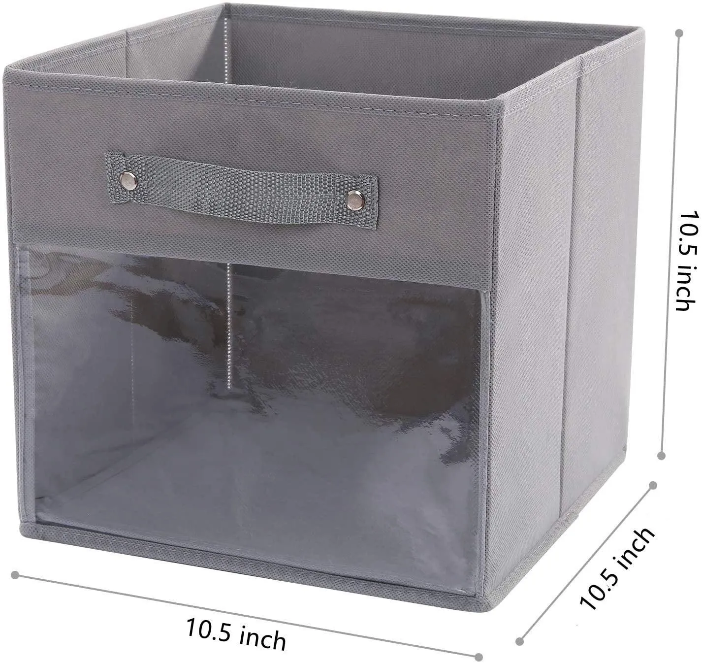 DOUBLE R BAGS Storage Cube Bins Clear Window for kids toys Office Closet Shelf (Grey)