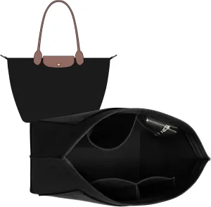 Doxo Longchamp Organizer Insert Small,Bag Organizer Suitable for Le pliage Small,Keeps Tote Handbags Shaped & Neat (Black,S)