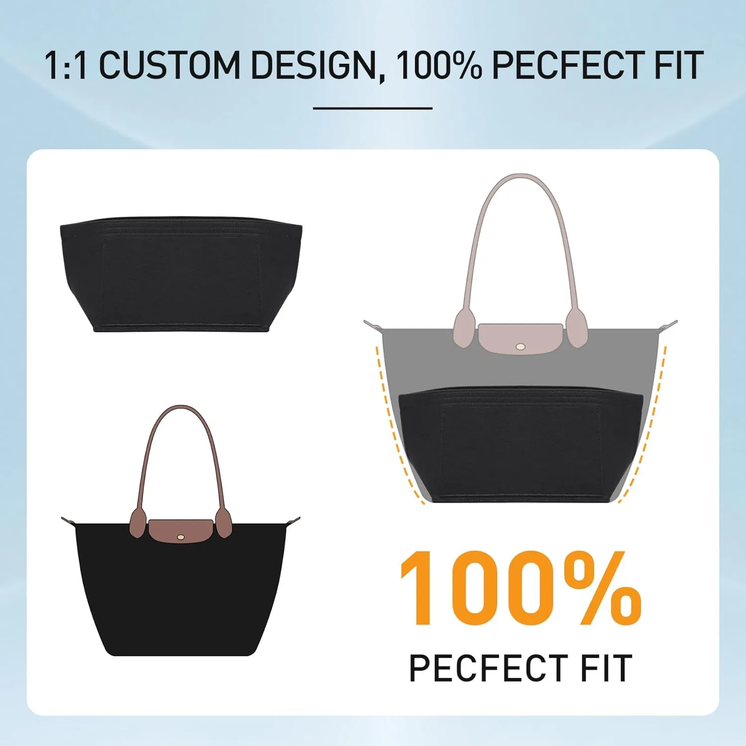 Doxo Longchamp Organizer Insert Small,Bag Organizer Suitable for Le pliage Small,Keeps Tote Handbags Shaped & Neat (Black,S)