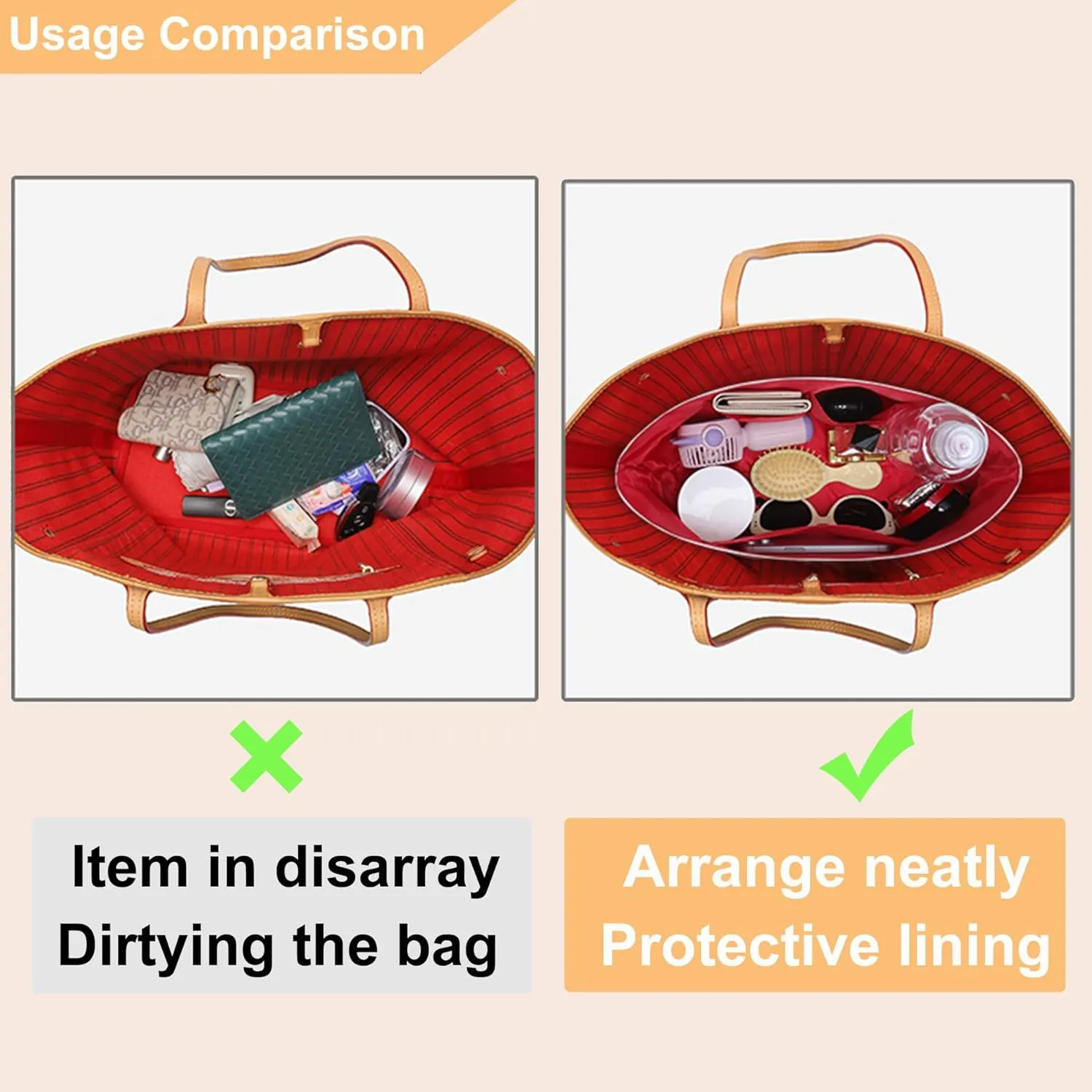 Doxo Upgraded Lv Neverfull PM Organizer Insert,Bag Orgamizer Insert for Lv Neverfull Medium,Dupontpaper Lightweight & Waterproof Purse Insert Orgamizer with Multi-pockets(White-no zipper,PM)