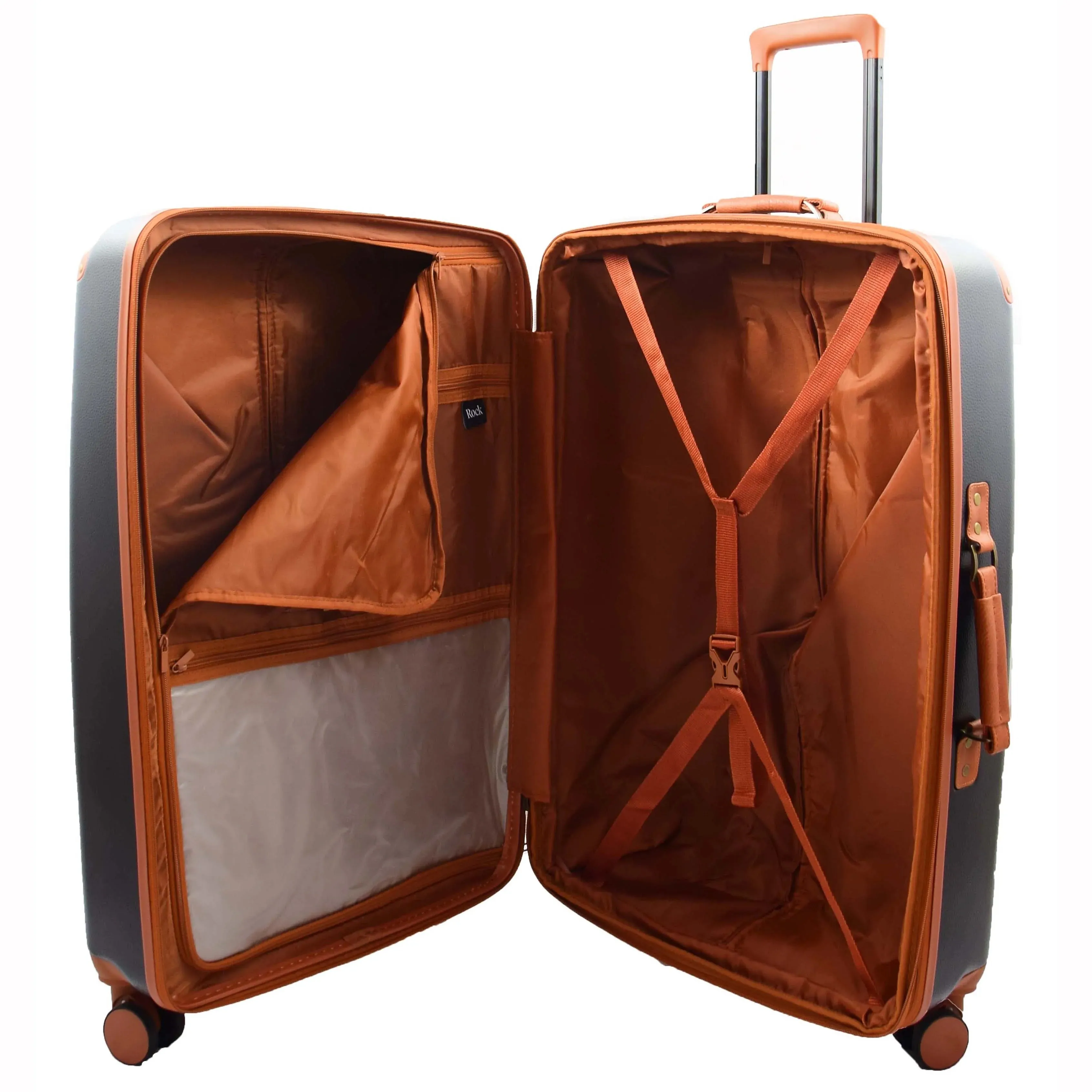 DR512 Luggage Spinner 8 Wheeled With Expandable PC ABS Black