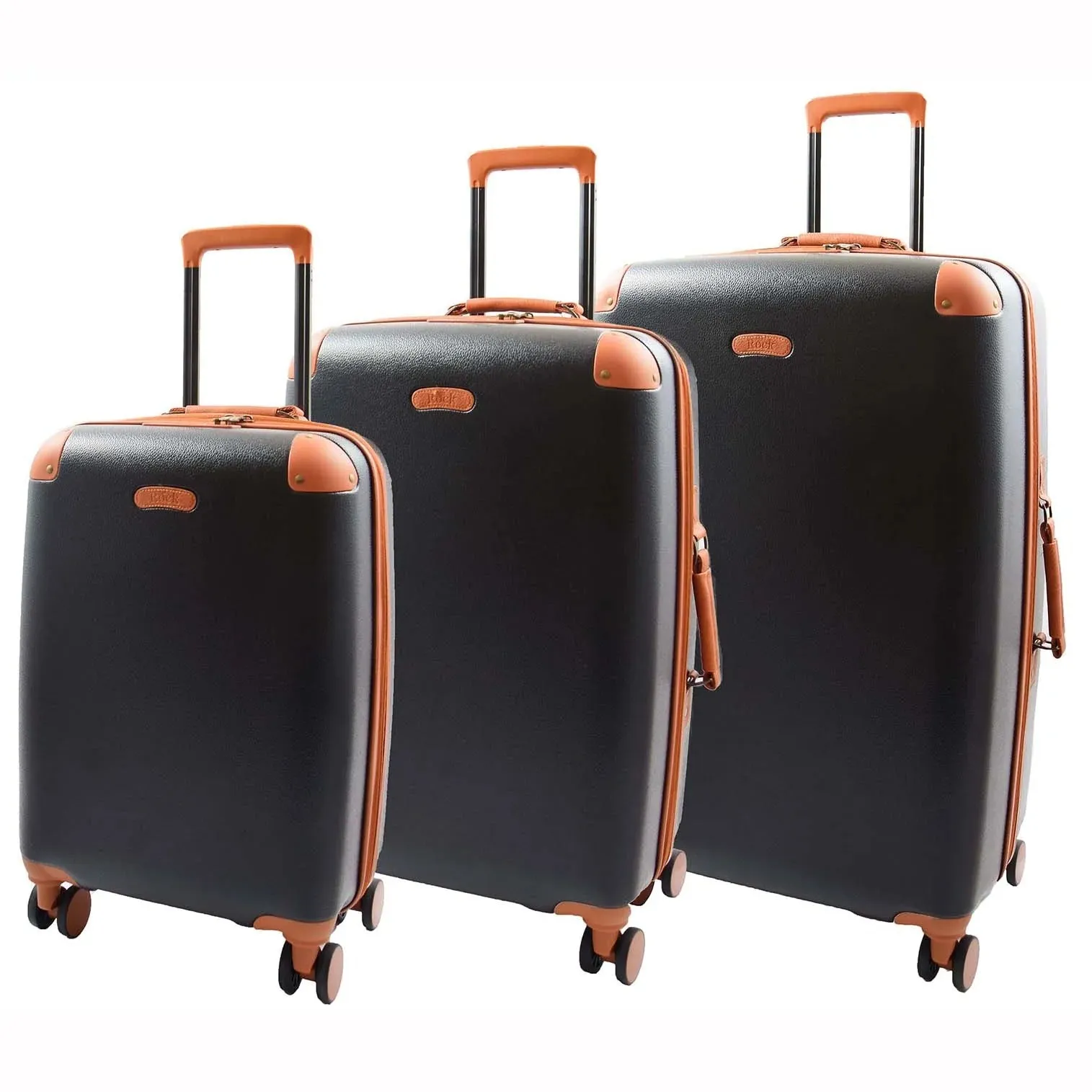 DR512 Luggage Spinner 8 Wheeled With Expandable PC ABS Black