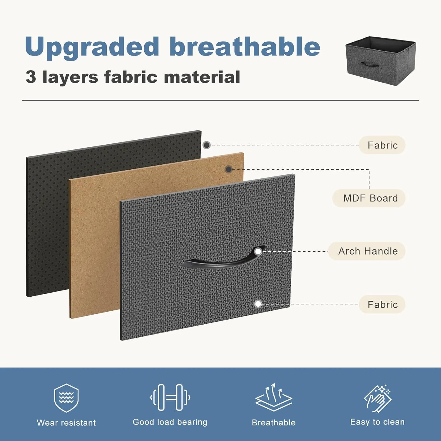 DUMOS Dresser for Bedroom, Dressers & Chests of Drawers Dresser Organizer, Wood Top Table Furniture with 9 Fabric Storage Tower Unit, Chest of Drawers for Closet, Living Room, Hallway, Porch