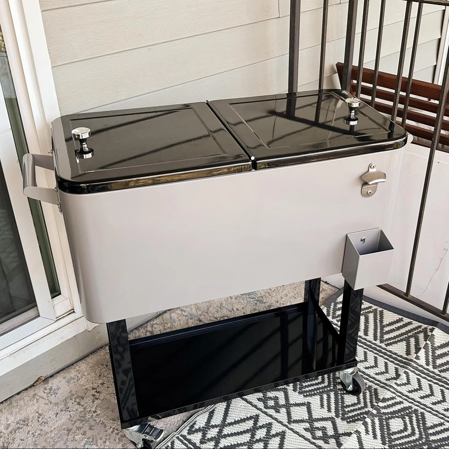 DWVO Ice Chest with Wheels,80 Quart Rolling Cooler with Bottle Opener Drainage, Patio Cooler Cart, Rolling Ice Chest with Handle for Patio Pool Deck Party BBQ Cookouts