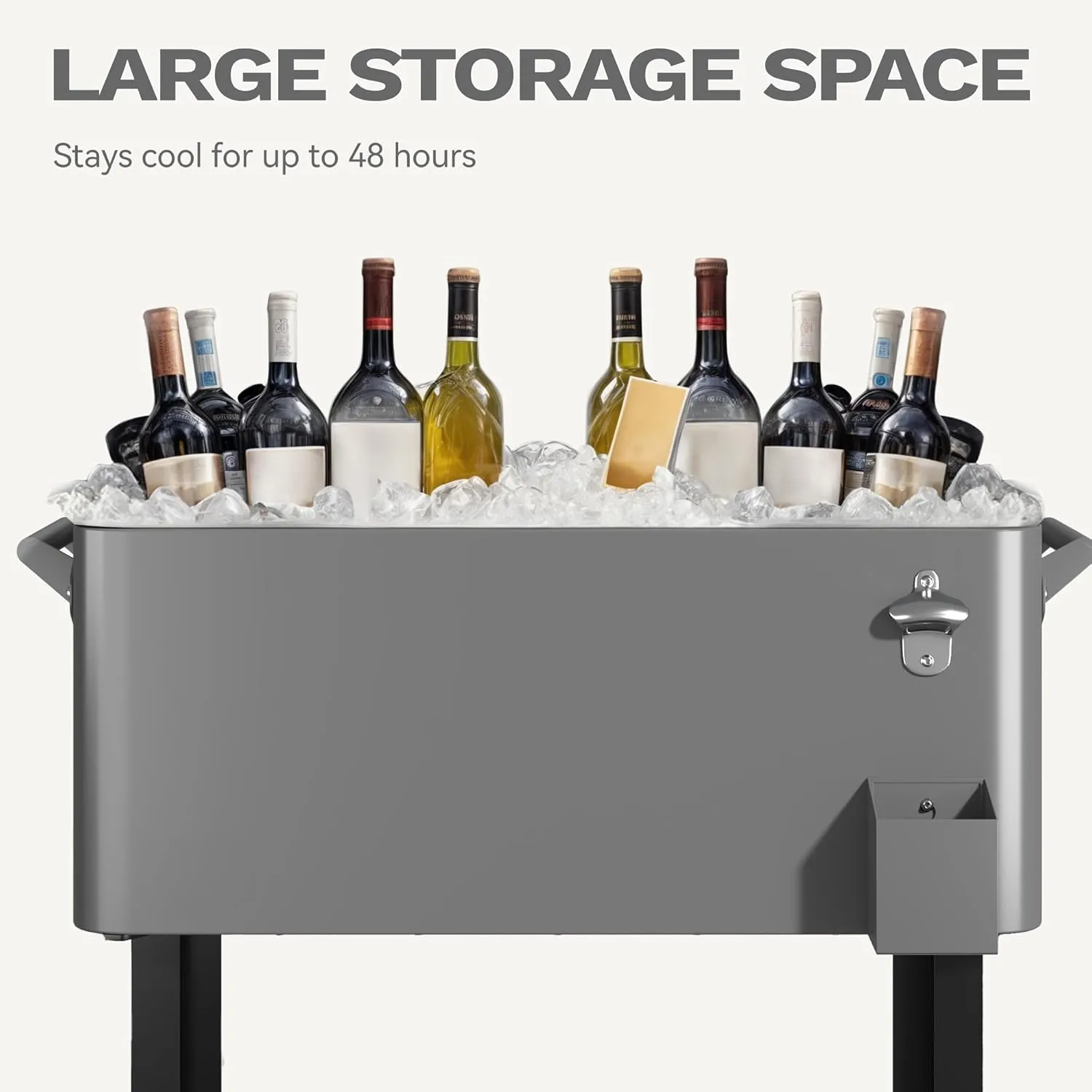 DWVO Ice Chest with Wheels,80 Quart Rolling Cooler with Bottle Opener Drainage, Patio Cooler Cart, Rolling Ice Chest with Handle for Patio Pool Deck Party BBQ Cookouts