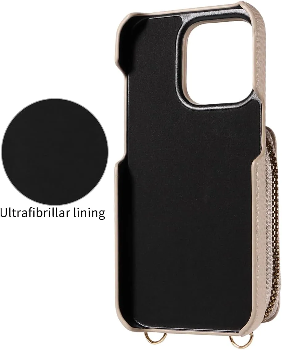 Eaacaa Crossbody Phone Case for iPhone 14/15/16. Features Card Holder, Credit Card Zipper Wallet and Holster. Rounded Support Zipper Offers Shock Absorption (Off-White,iPhone 15pro_6.1in)