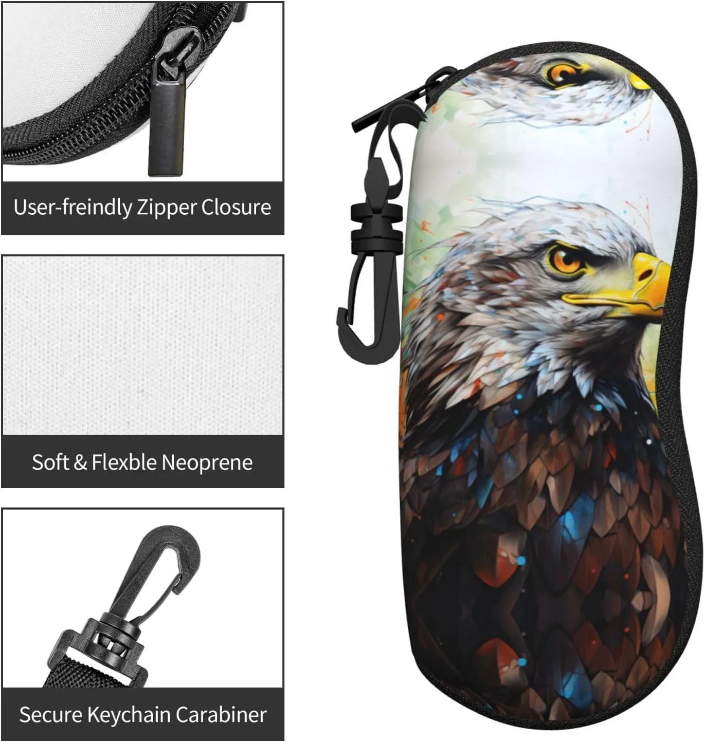 Eagle Fashion Eyeglasses Bag Soft Glasses Bag,Portable Sunglasses Case Travel For Women Men Use