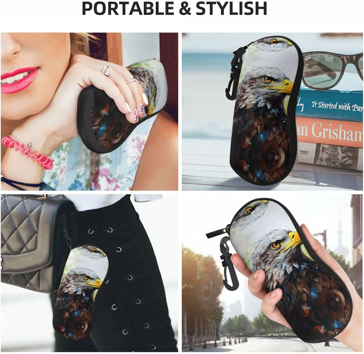 Eagle Fashion Eyeglasses Bag Soft Glasses Bag,Portable Sunglasses Case Travel For Women Men Use
