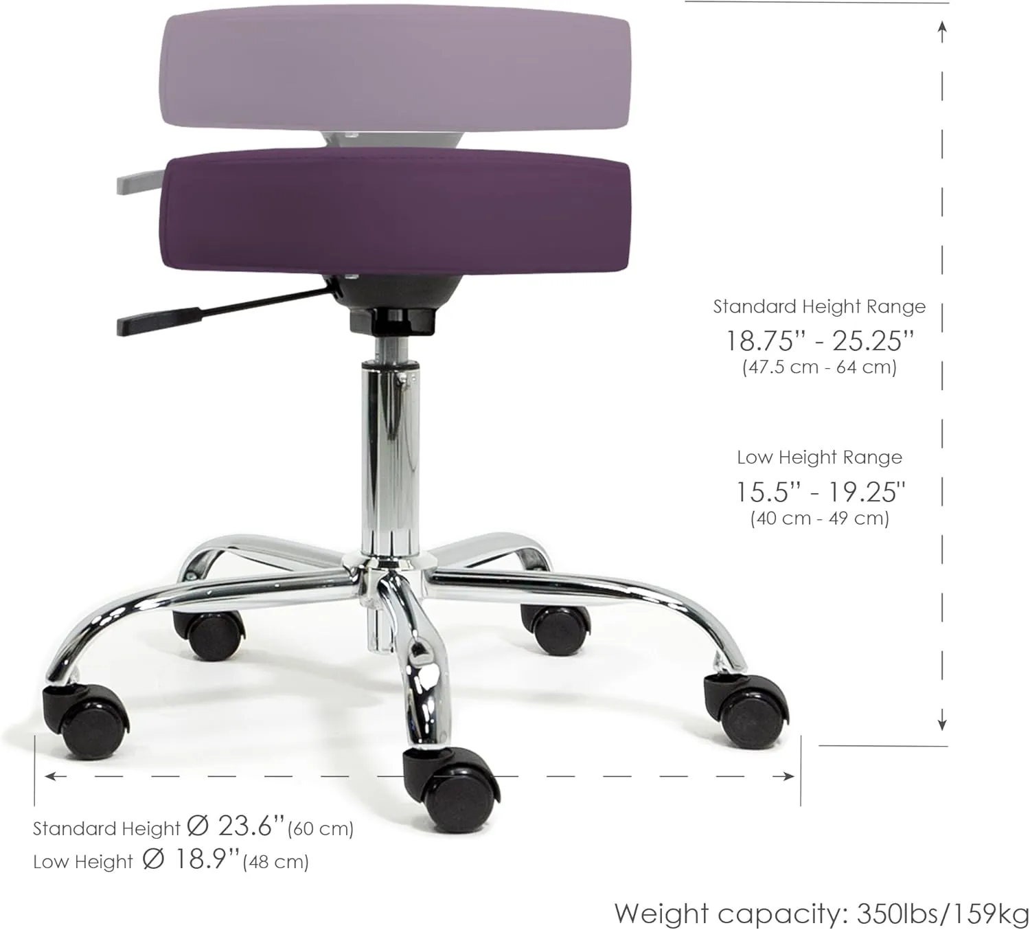 EARTHLITE Pneumatic Massage Salon Drafting Stool - No Leaking (vs. Hydraulic), Adjustable, Rolling, CFC-Free / Medical Spa Facial Chair