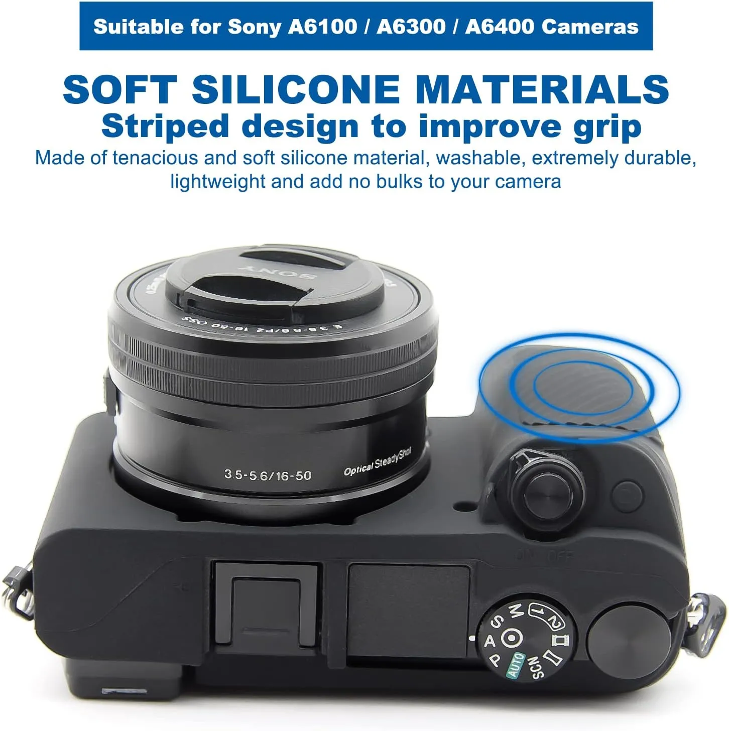 Easy Hood Case for Sony Alpha A6100 A6300 A6400 ILCE-6100 ILCE-6300 ILCE-6400 Digital Camera, Anti-Scratch Soft Silicone Housing Protective Cover Protector Skin (Black)